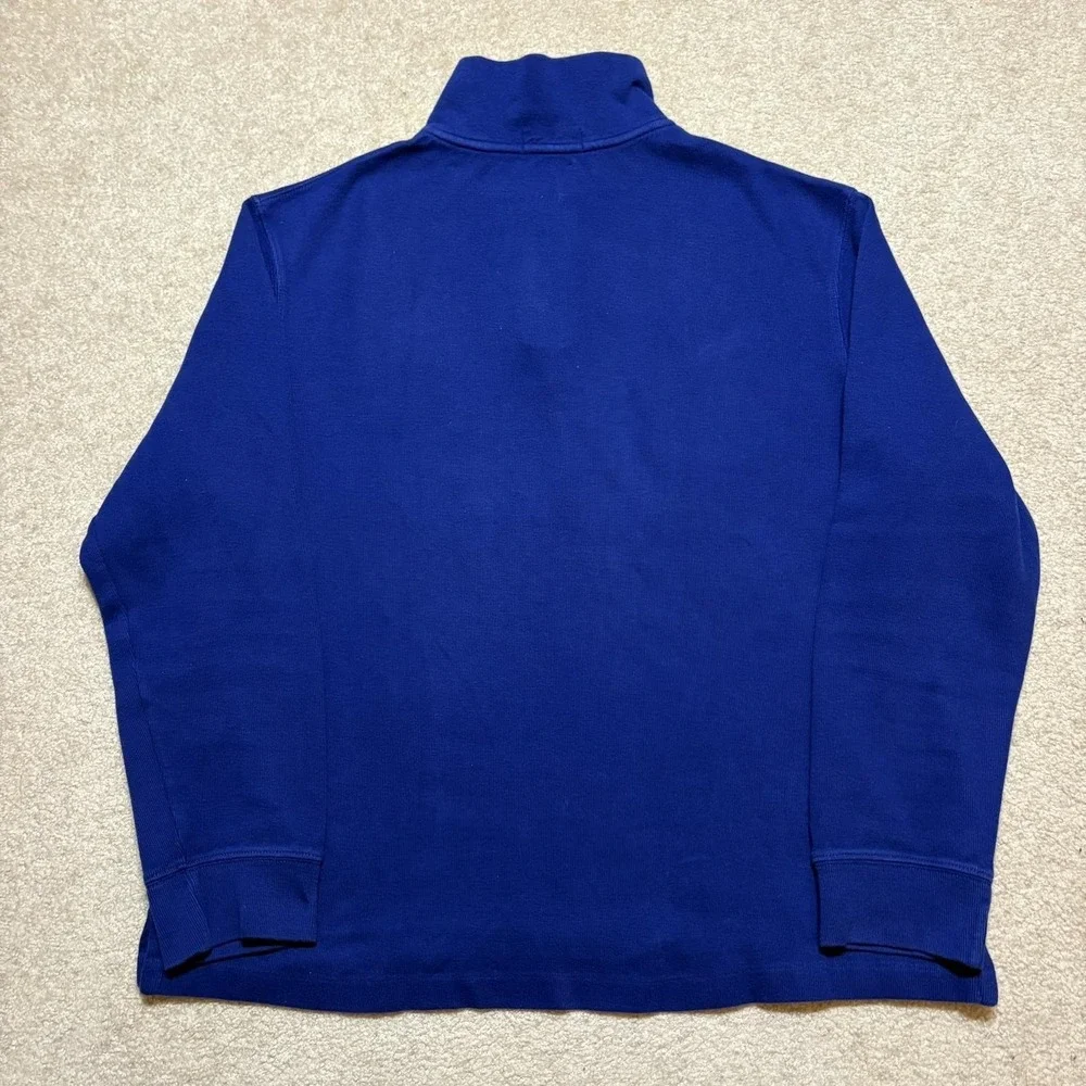 Polo Ralph Lauren Sweater Mens Large Blue Estate Rib 1/4 Zip Pullover Mock Neck